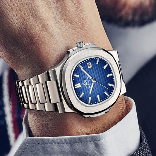 A PINTIME men's watch delivery ultra-thin quartz watch men's business steel belt calendar waterproof watch men's watch - Mixbatch