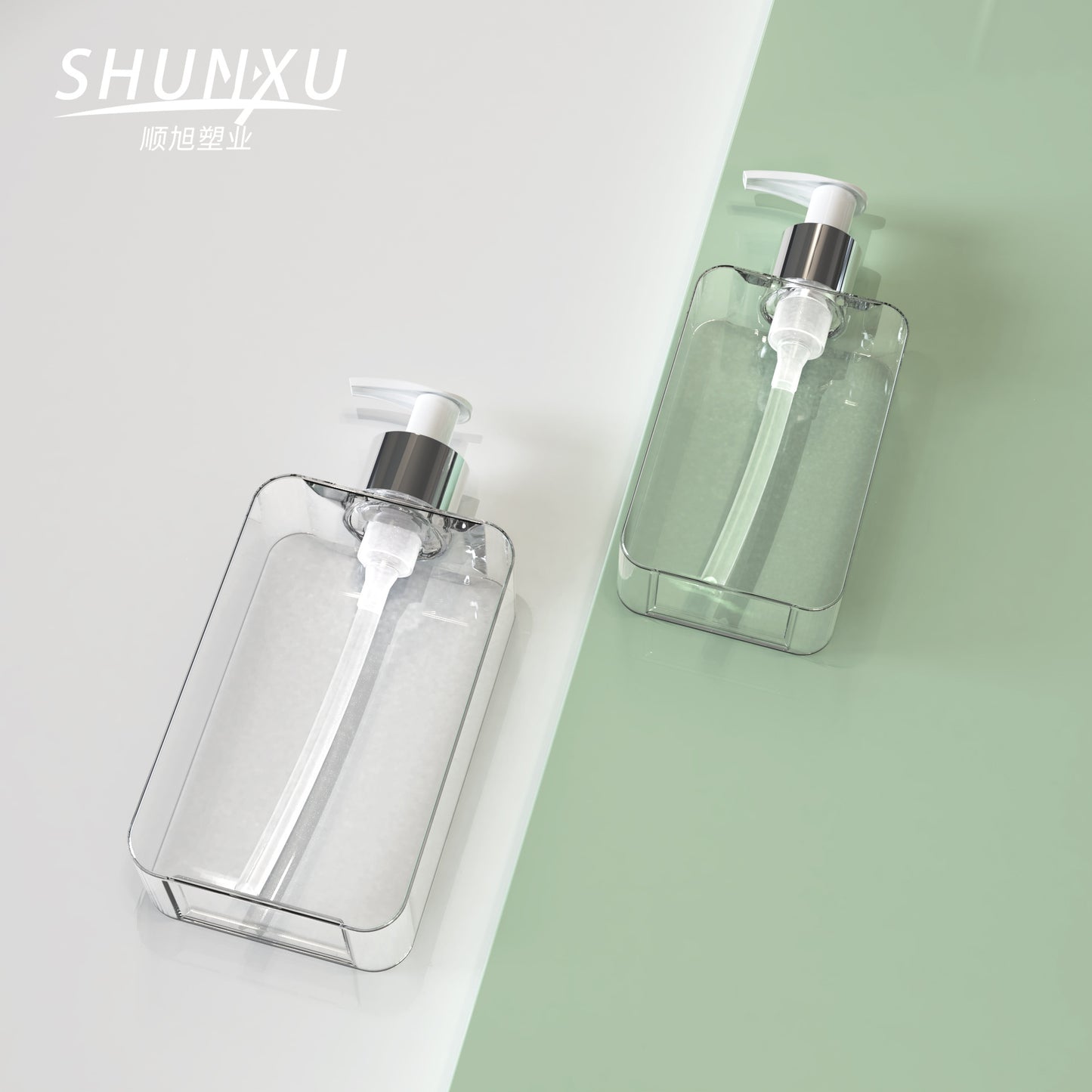 A 300ml transparent flat bottle body lotion bottle PETG square foam pressing bottle 200ml pressing cleansing milk bottle - Mixbatch