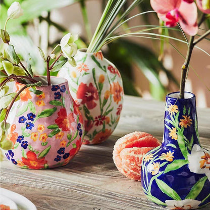 A colorful hand-painted ceramic vase ornament