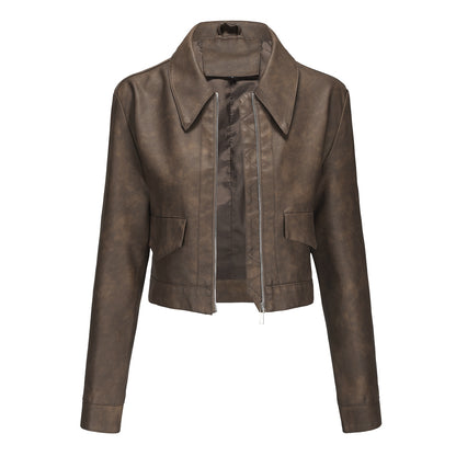 A women's leather jacket