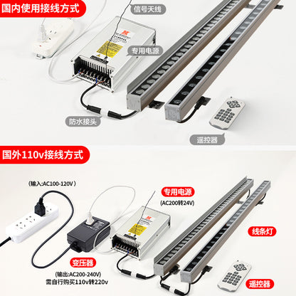 A wall washer outdoor waterproof RGB lighting project strip lamp led colorful outline external wall special line lamp