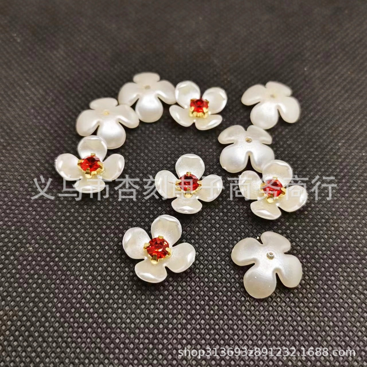 A five small flowers single claw DIY handmade material hairpin accessories five petals small flowers with drill plastic four petals flower point drill - Mixbatch