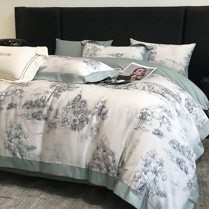 American luxury 200-piece long-staple cotton four-piece high-quality cotton cotton sheets quilt cover master bedroom 4 bedding 3.0kg - Mixbatch