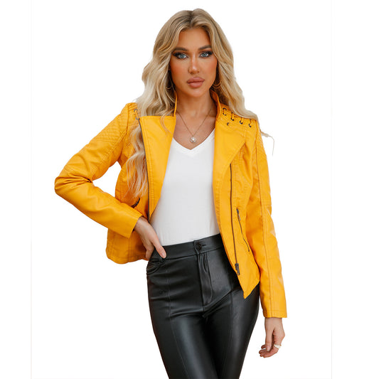 A women's leather jacket