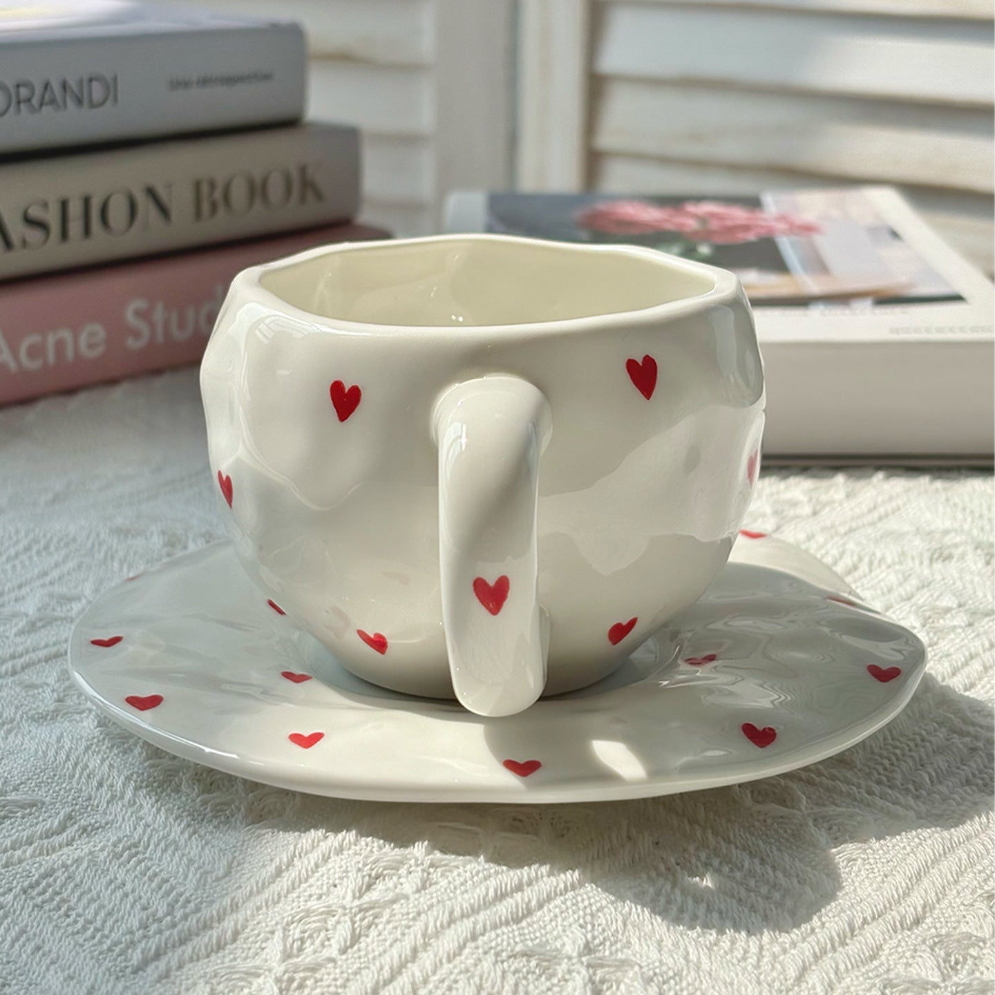 A love irregular ceramic cup and saucer set
