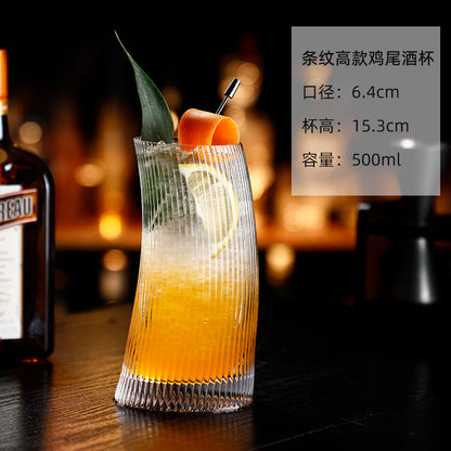 A ins Nordic style creative vertical pattern cup special-shaped glass Internet celebrity crescent moon cup juice cup mojito cocktail cup