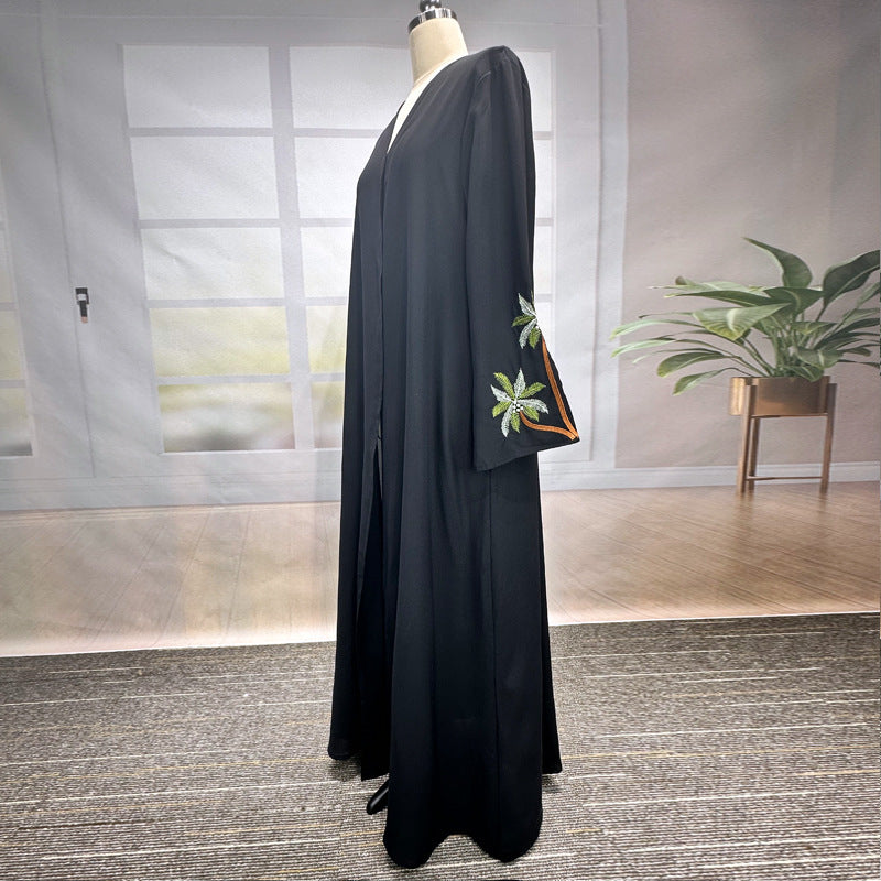 New Middle Eastern Muslim Clothing Fashion Elegant Cardigan Embroidered Dress Robe - Mixbatch