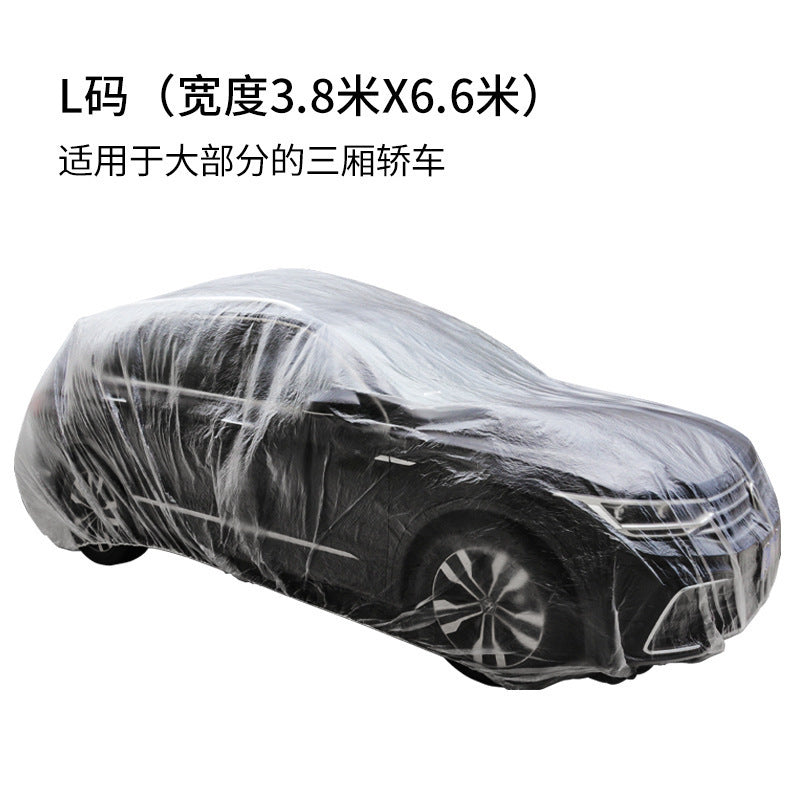 A Disposable dust cover for car clothes, sun protection and waterproof sun cover for the whole car, transparent car clothes and car covers are universal.