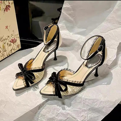 P lolita bow lace high heels