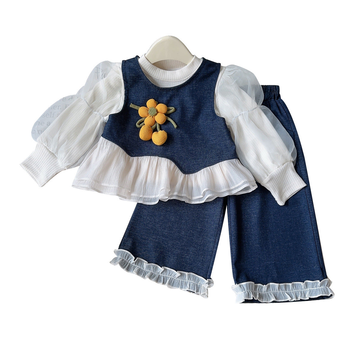 A three-piece denim set for girls