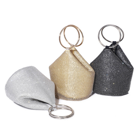 A new cross-border diamond-encrusted dinner bag, portable vegetable basket, rhinestone evening bag,
