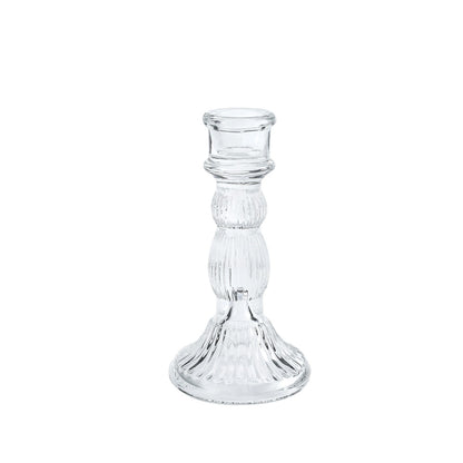 A transparent crystal glass candlestick ornament