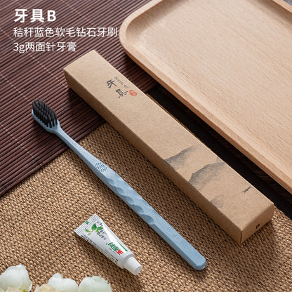 Hotel B & B Disposable Toothbrush Toothpaste Kraft Paper Set Disposable Comb Razor Soap Wash Wholesale