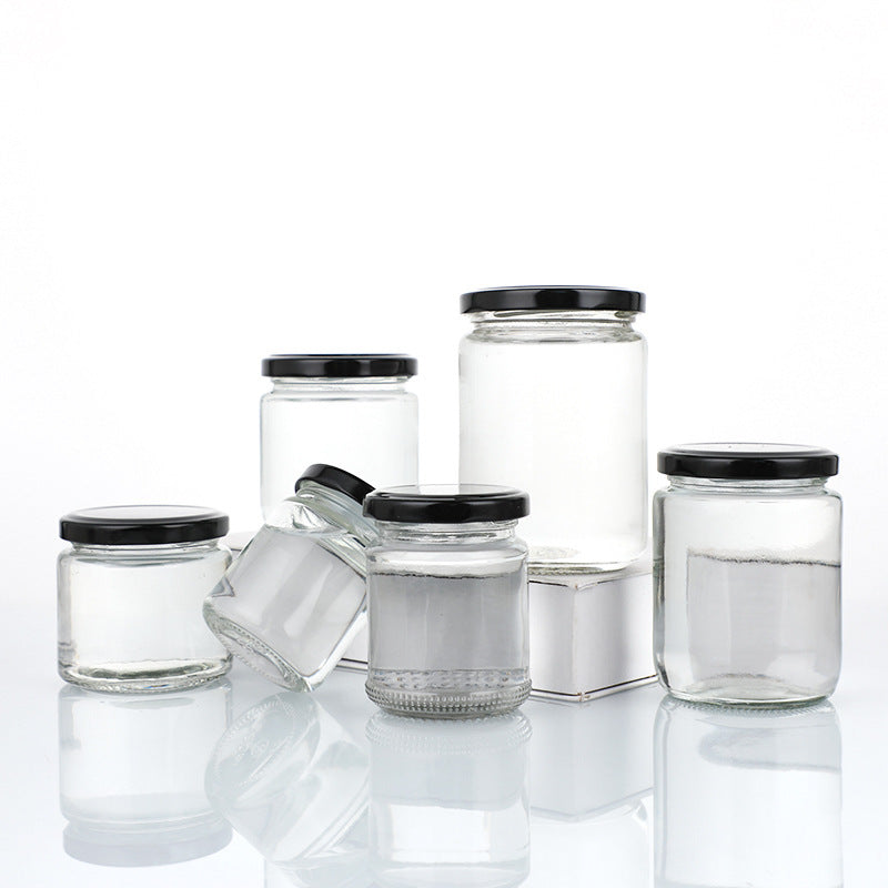 A Sealed transparent honey bottle Round glass jam vegetable bottle Canned bottle Chili sauce, honey jar - Mixbatch