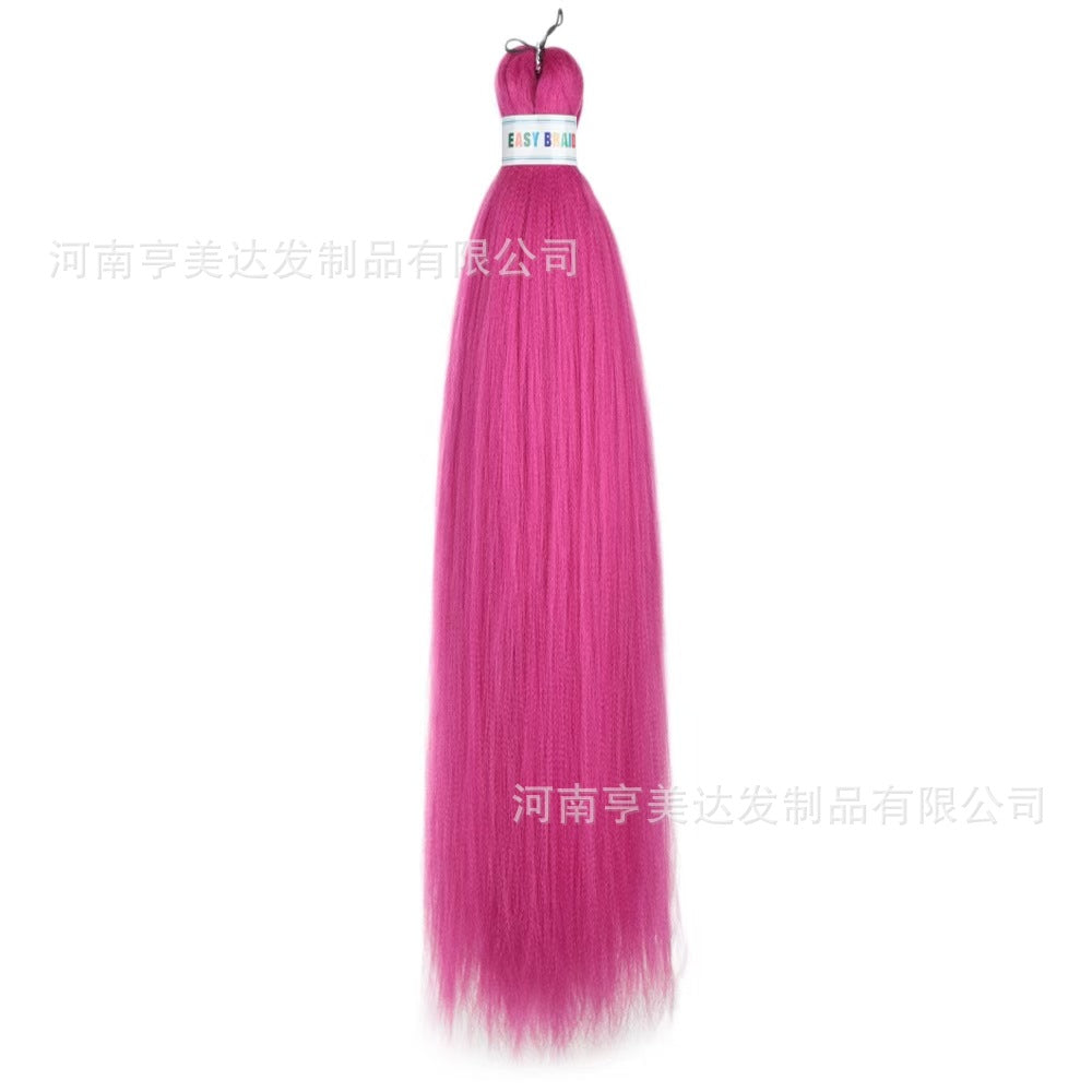A EZ Color 26inch Women Chemical Fiber Long Straight Hair Large Easy Braided Hair Low Temperature Silk Long Straight Hair Wig - Mixbatch