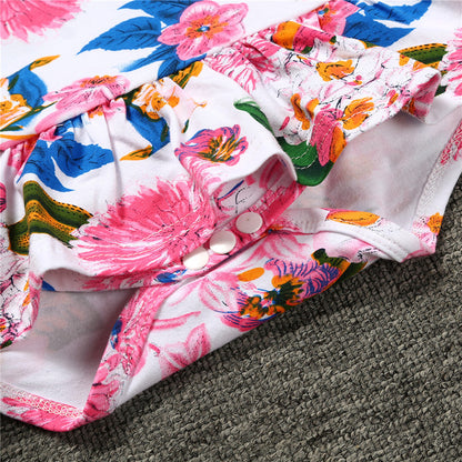 A New baby crawling clothes ins European and American baby onesies, summer girls printed short-sleeved triangle skirts - Mixbatch