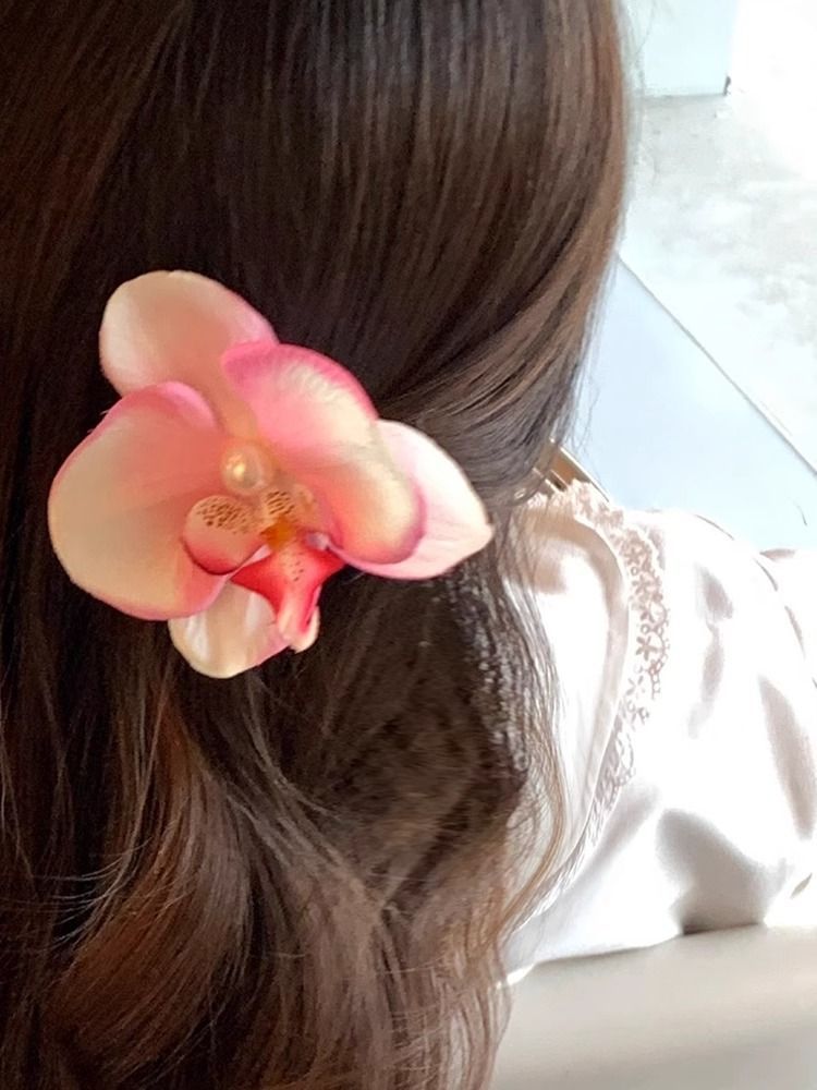 A Super Immortal Phalaenopsis Hairpin Purple Side Flower Hair Accessories Flower Clip Versatile Hairpin Antique Headdress Female Mori