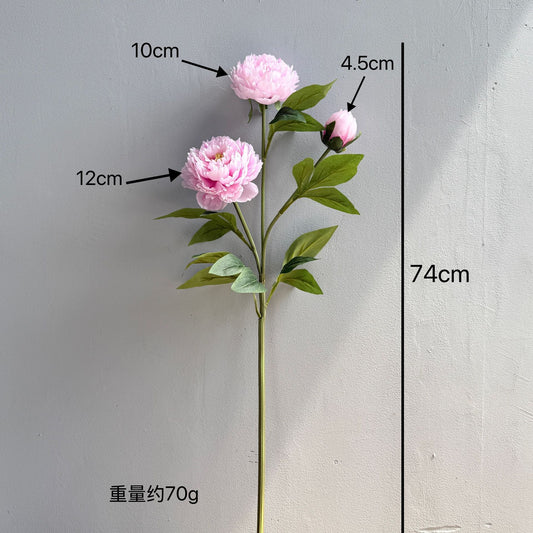 A high-quality simulated three-headed peony, peony home decoration