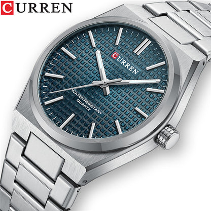 A 8439 Steel Strap Watch Simple Calendar Large Dial Business Watch Waterproof Boys Fashion