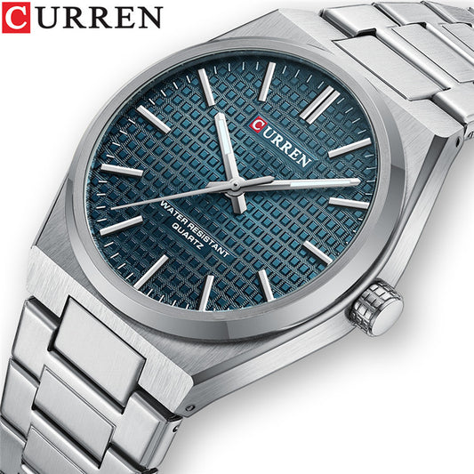 A 8439 Steel Strap Watch Simple Calendar Large Dial Business Watch Waterproof Boys Fashion