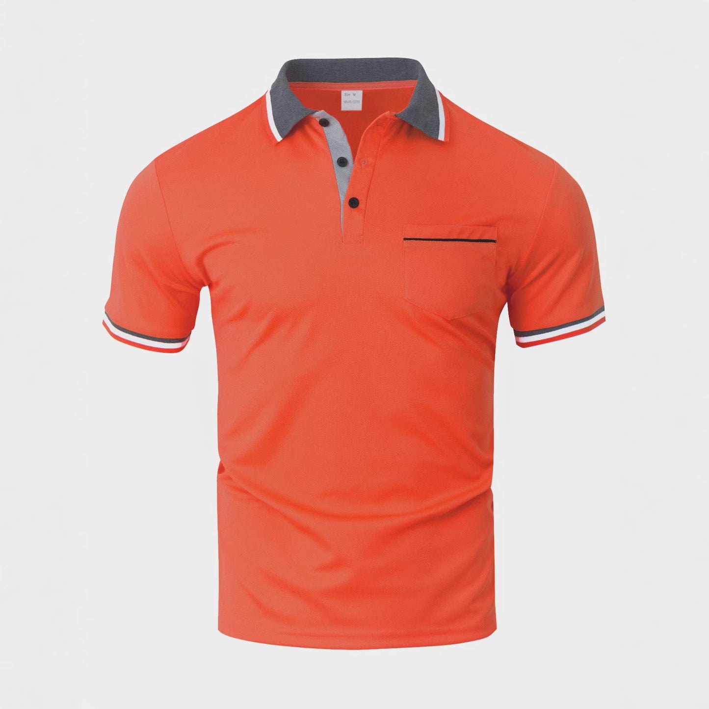 A men's new casual short sleeves; cool and breathable fashion ribbed lapel polo shirt