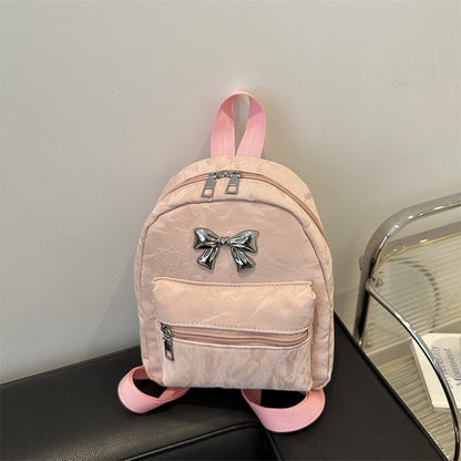 A Bow Casual Fashion Korean Edition Large Capacity College Style Girls Light Small Travel Back Shoulder Backpack Women