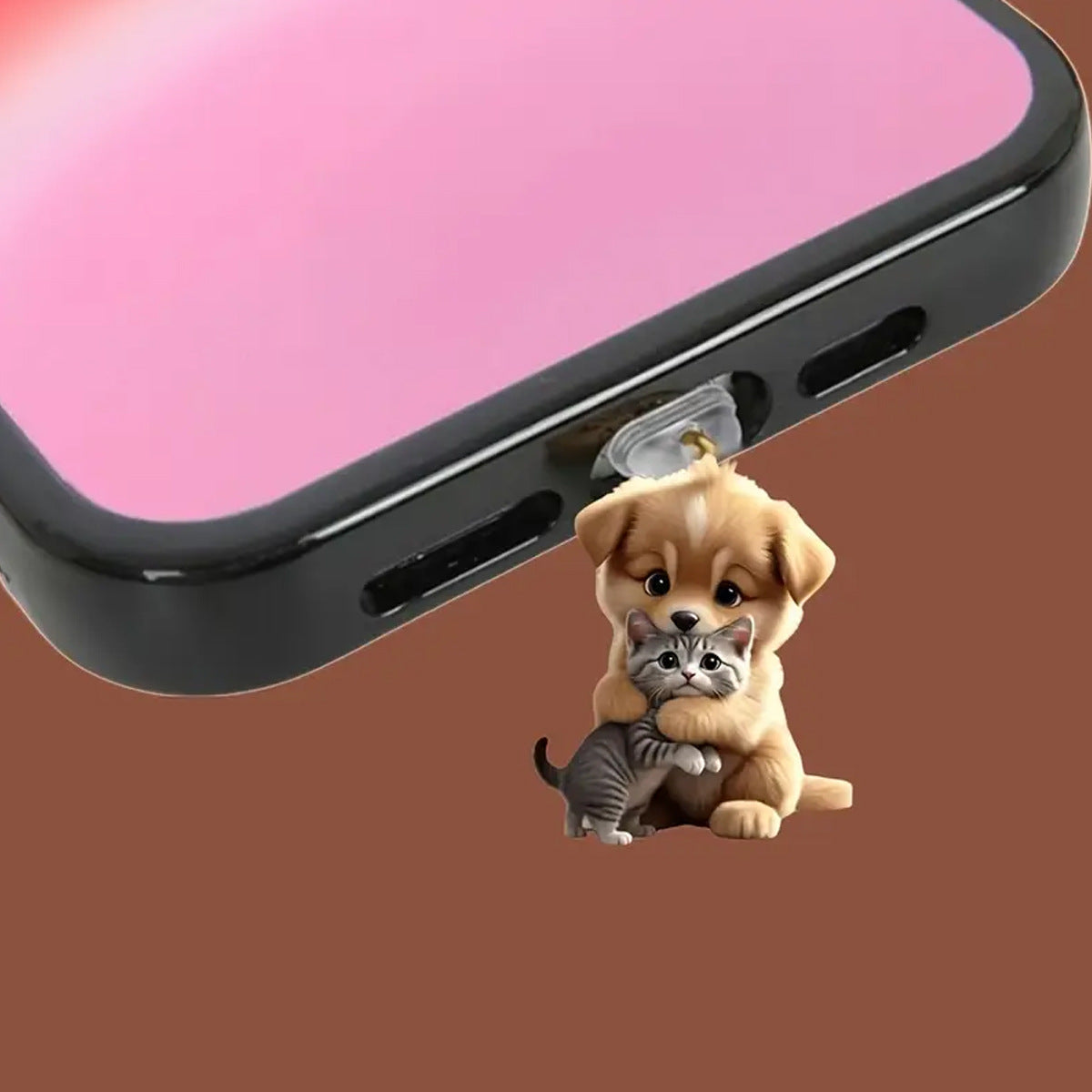 A cute puppy acrylic mobile phone dust plug is suitable for Apple mobile phone charging interface and Type-c interface