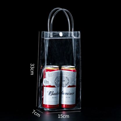 A Spot plastic pvc tote bag, transparent gift packaging bag, milk tea with hand gift, hi candy, portable pvc packaging bag