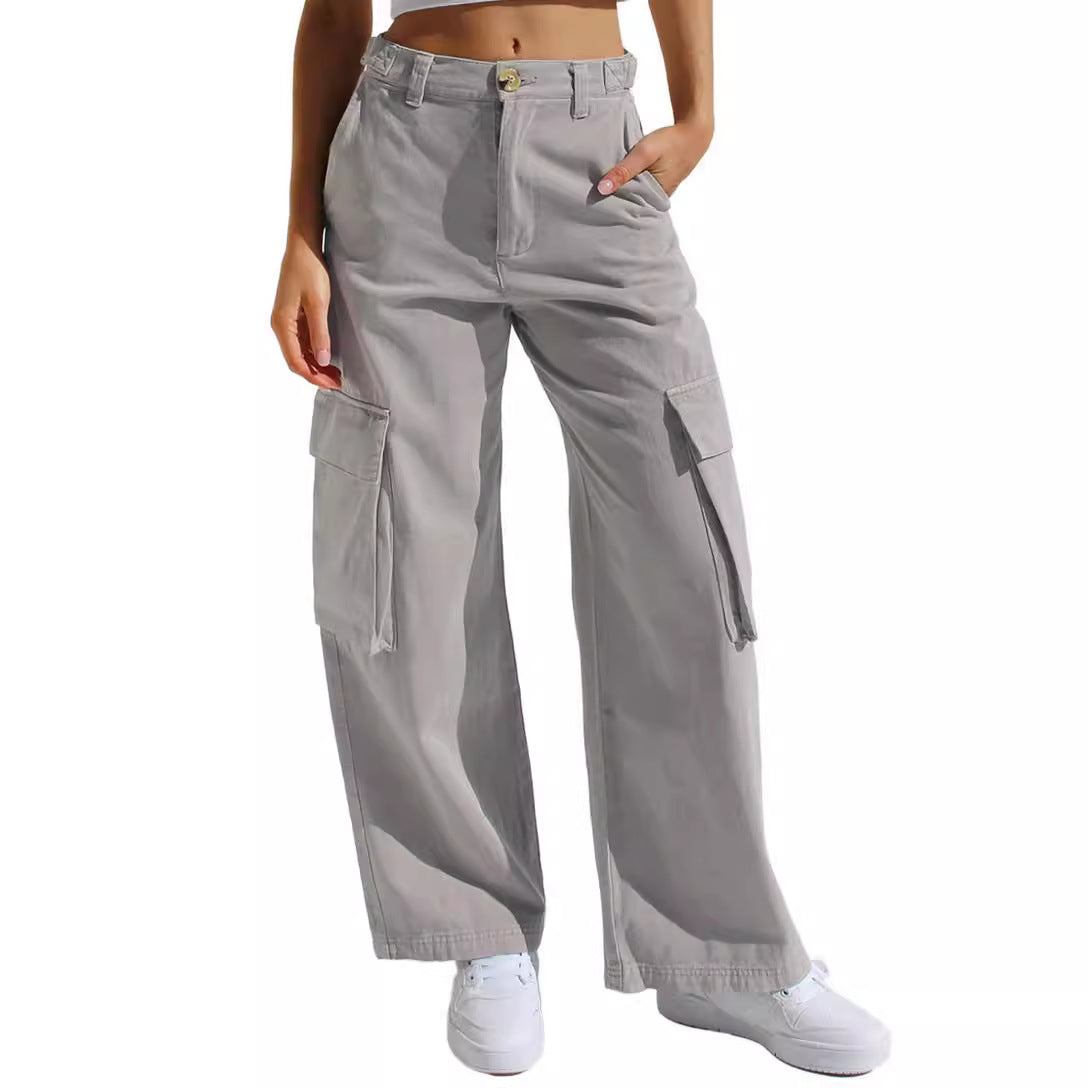 A foreign trade cross-border supply multi-pocket tooling jeans women