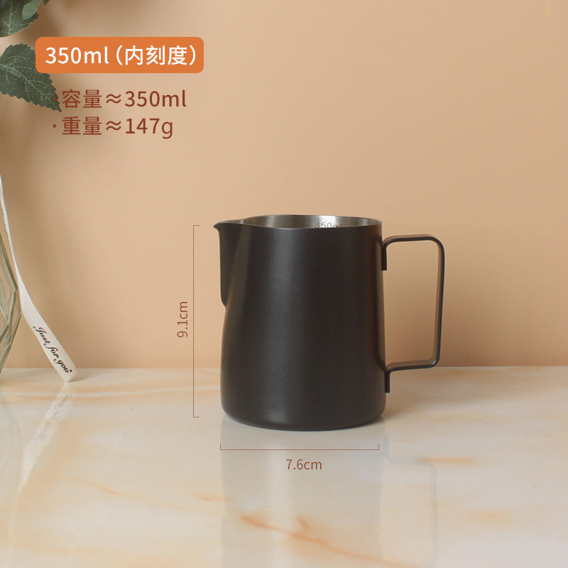 A 304 stainless steel pointed mouth latte cup with graduated coffee latte tank milk foam cup 350/600/900ml