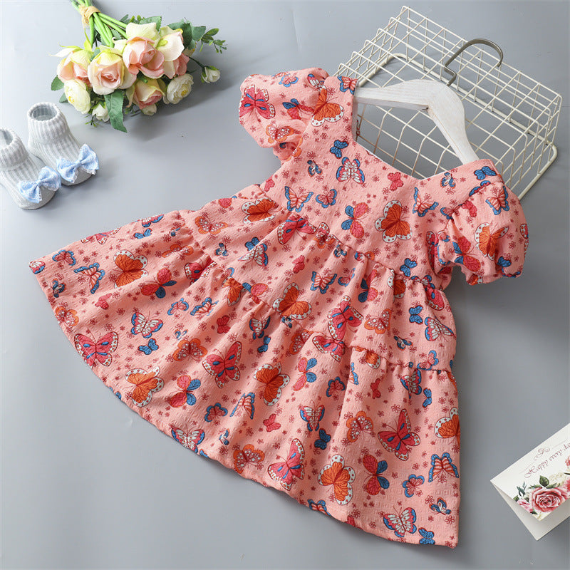 A [Cross-border] Girls' floral dress, children's princess dress, bow skirt spot wholesale - Mixbatch