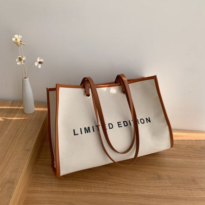 A trendy personalized shoulder bag alphabet printed canvas women's bag