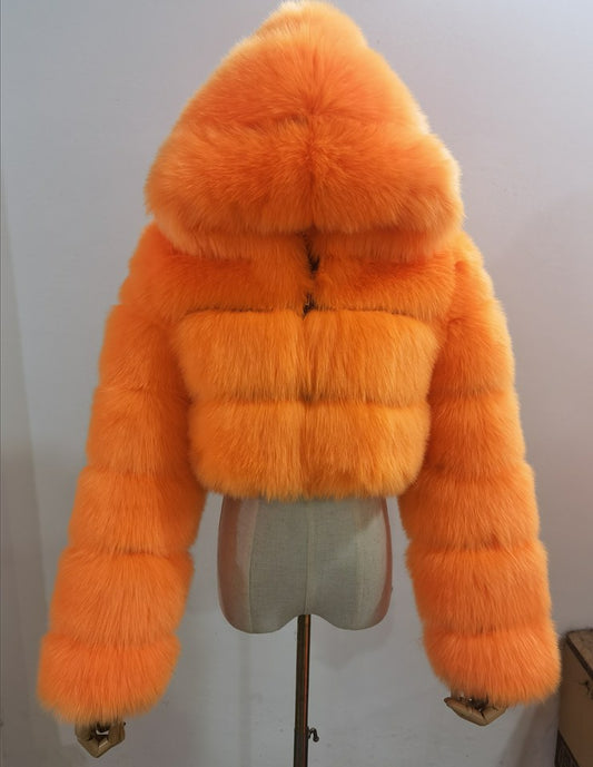 A fur coat imitation fox fur