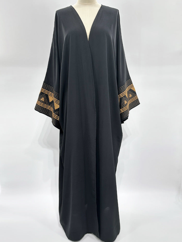 Women's Muslim cardigan embroidered outer drape abaya bat sleeve dress embroidered - Mixbatch