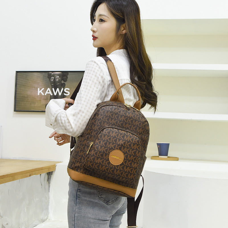 A daily versatile letter contrasting backpack manufacturer wholesale PU casual portable backpack - Mixbatch