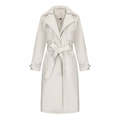 A women's long PU leather jacket