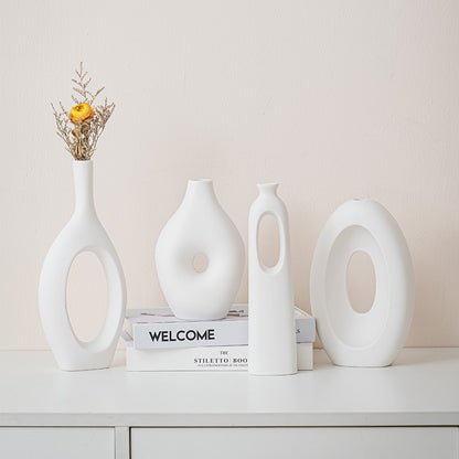 A Creative Nordic Art Ceramic Vase Ornament Living Room TV Cabinet Wine Cabinet Flower Arrangement Ornament Model Room Flower Ware