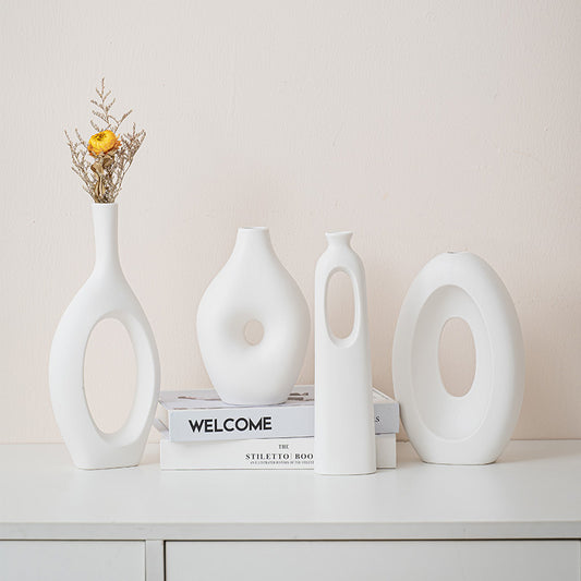 A Creative Nordic Art Ceramic Vase Ornament Living Room TV Cabinet Wine Cabinet Flower Arrangement Ornament Model Room Flower Ware