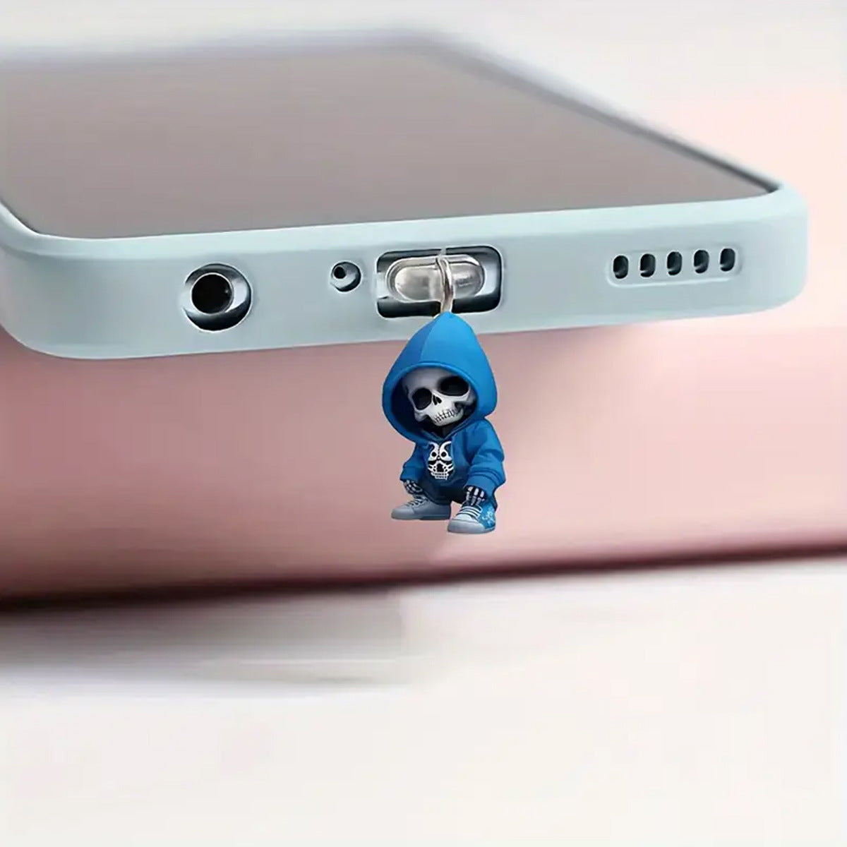 A Sweater Skull Acrylic Pendant Mobile Phone Dust Plug Suitable for Apple Mobile Phone Charging Interface and Type-c Interface