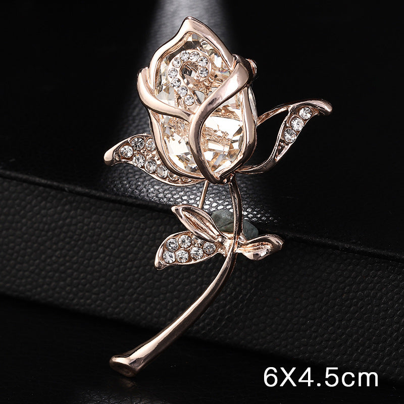 A Korean new fashion high-end brooch women's rhinestone silk scarf buckle anti-light buckle crystal brooch pin pearl jewelry - Mixbatch