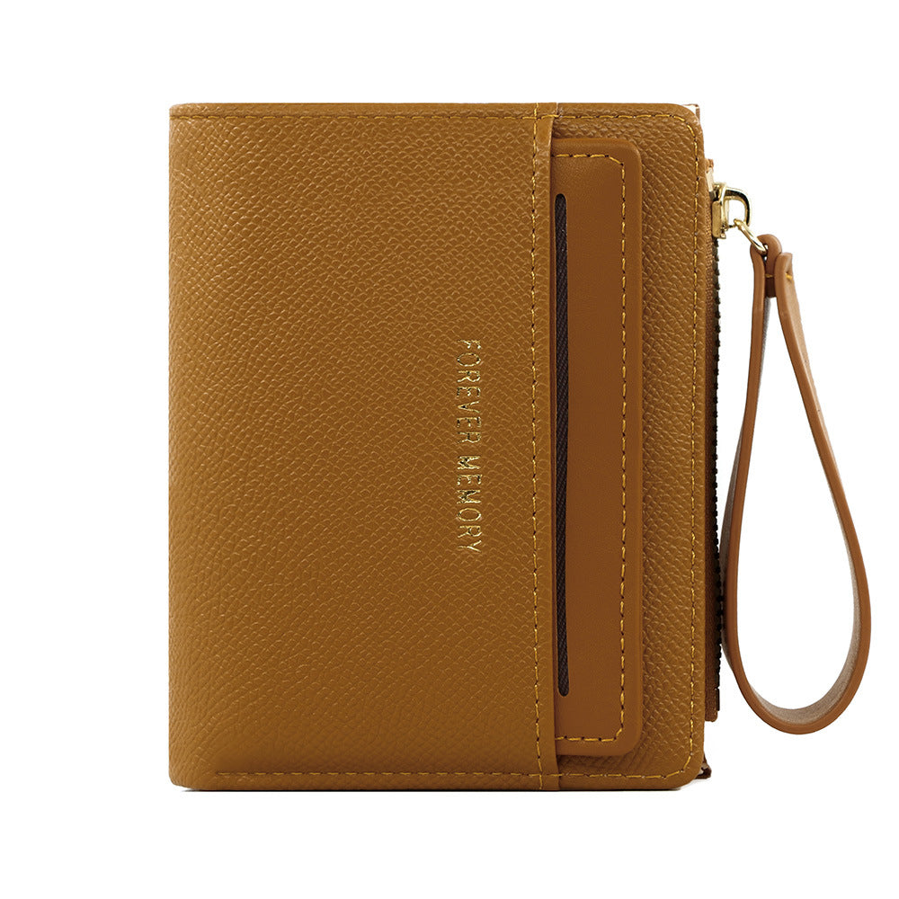 A new women's wallet short solid color card bag women's high-end cross-border zipper change bag source manufacturer