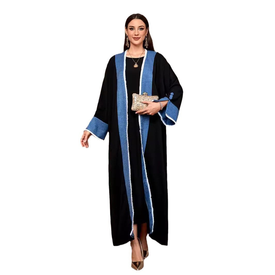 Women's Cardigan Robe Elegant Contrasting Tassel Dress Middle East Muslim Dubai Arab - Mixbatch
