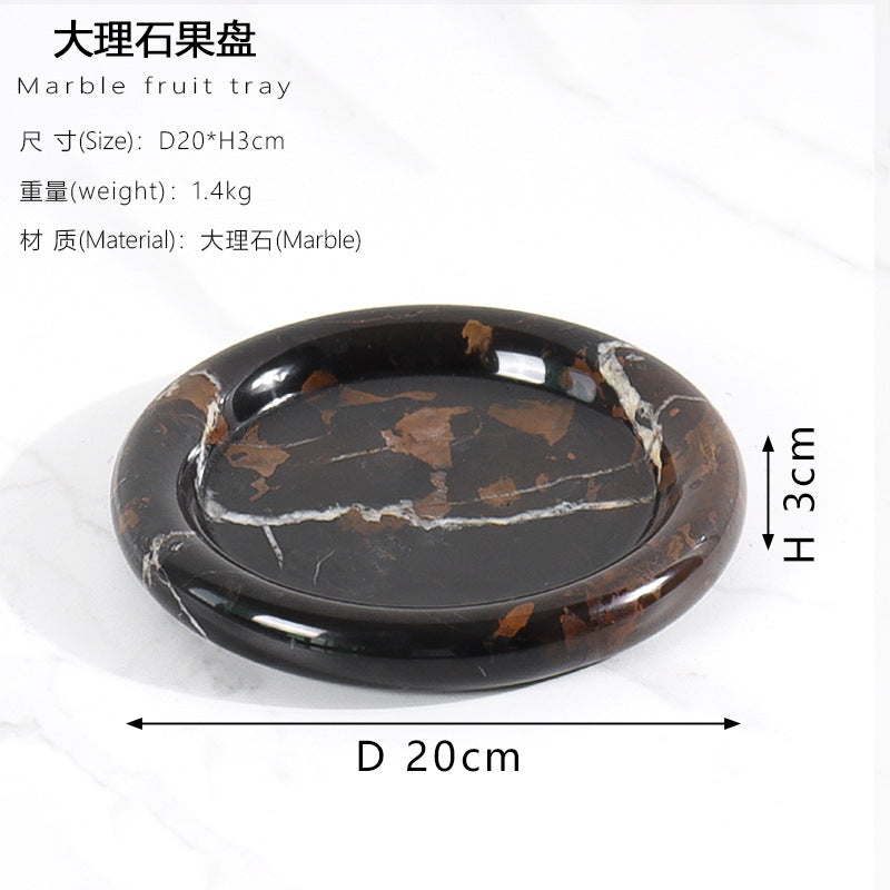 طبق دائري من حجر الترافرتين الأصفر الطبيعي 