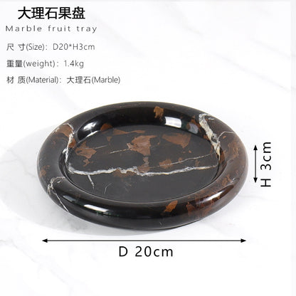 طبق دائري من حجر الترافرتين الأصفر الطبيعي 