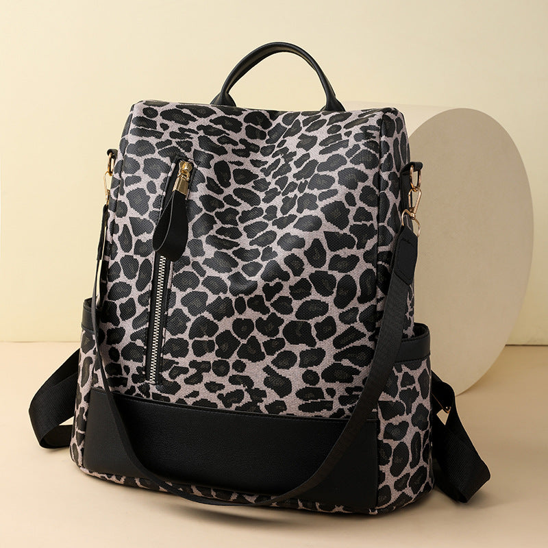 A European and American retro leopard print backpack women's bag - Mixbatch