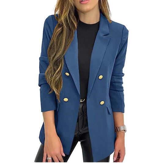 A Amazon foreign trade cross-border new small blazer women's solid color casual long-sleeved lapel button jacket