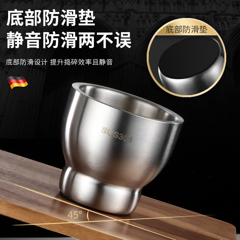 وعاء هرس الثوم اليدوي المصنوع من الفولاذ المقاوم للصدأ 304، مناسب للاستخدام المنزلي. 