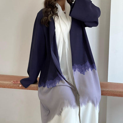 New Middle East Dubai clothing fashion elegant fashion cardigan tie-dye gradual change dress robe - Mixbatch