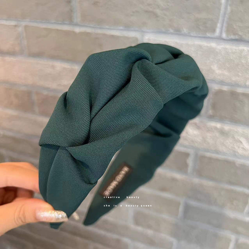 A high-grade pleated wide-edge hairpin headband, high cranial top pressure hair bundle, autumn and winter face wash headband