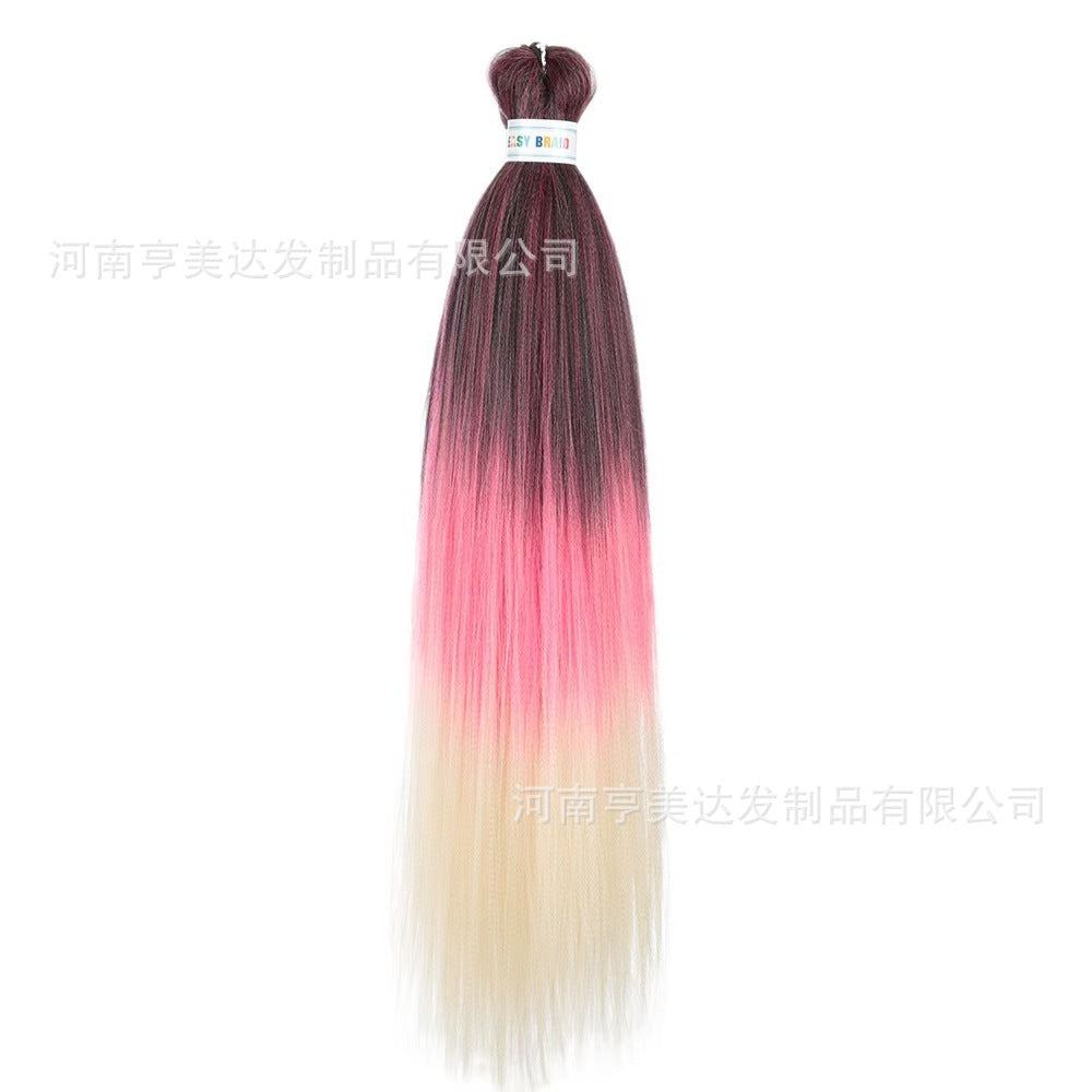 A EZ Color 26inch Women Chemical Fiber Long Straight Hair Large Easy Braided Hair Low Temperature Silk Long Straight Hair Wig - Mixbatch